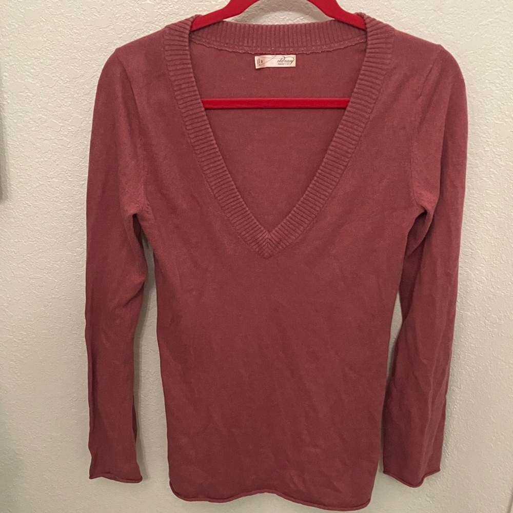 Old Navy Deep V-Neck Long Sleeve Blouse - Mauve